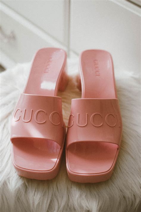 gucci logo rubber sandal|Gucci rubber slide sandals outfit.